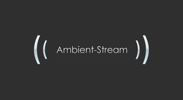 AmbientStream logo, set between two broadcast brackets