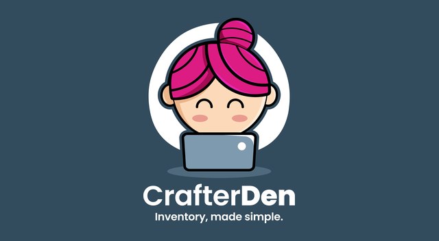 CrafterDen logo: an illustrated maker at a laptop above the wordmark