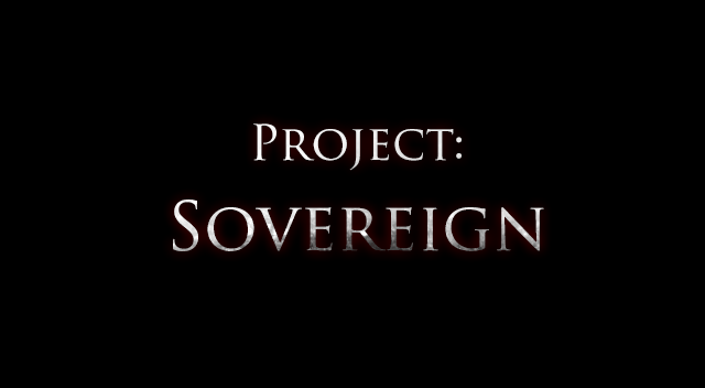 Project: Sovereign title card in silver on black